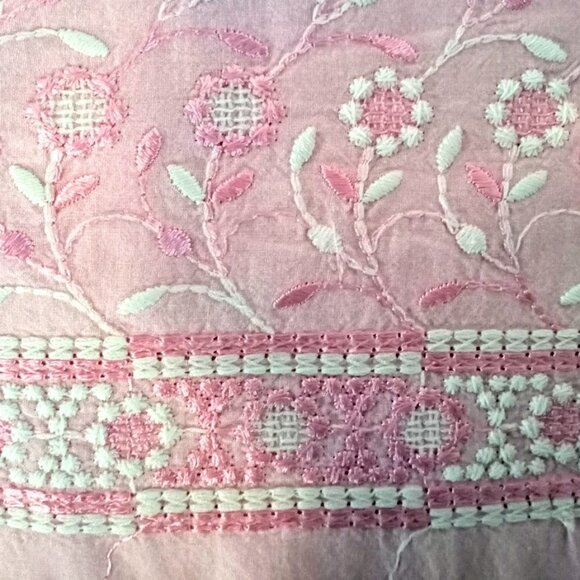 La Fille 28XL Pink Embroidered Cotton SS Top - Picture 5 of 5